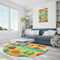 Cute Elephants Round Area Rug - IN CONTEXT