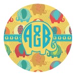 Cute Elephants Round Decal - XLarge (Personalized)