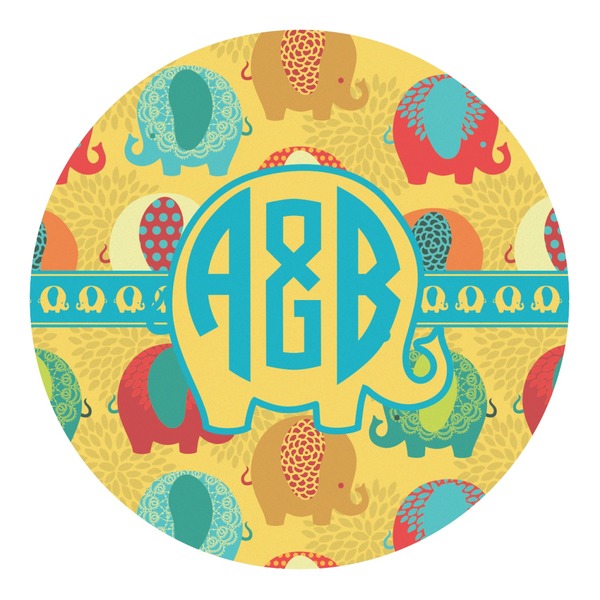 Custom Cute Elephants Round Decal (Personalized)
