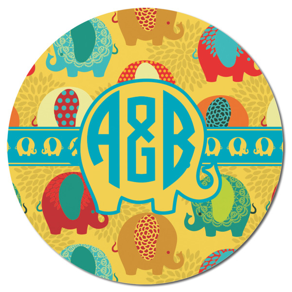 Cute Elephants Round Fridge Magnet - FRONT