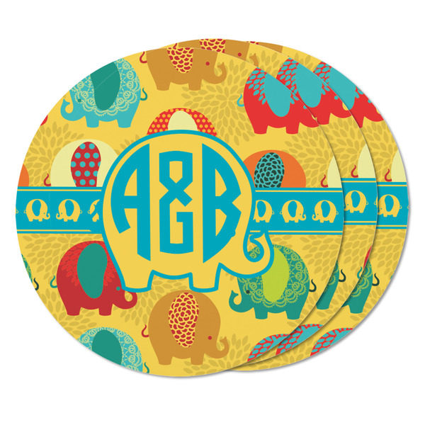 Cute Elephants Round Fridge Magnet - THREE