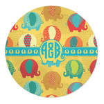 Cute Elephants 5' Round Indoor Area Rug (Personalized)