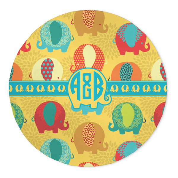 Custom Cute Elephants 5' Round Indoor Area Rug (Personalized)