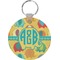 Cute Elephants Round Plastic Keychain (Personalized)