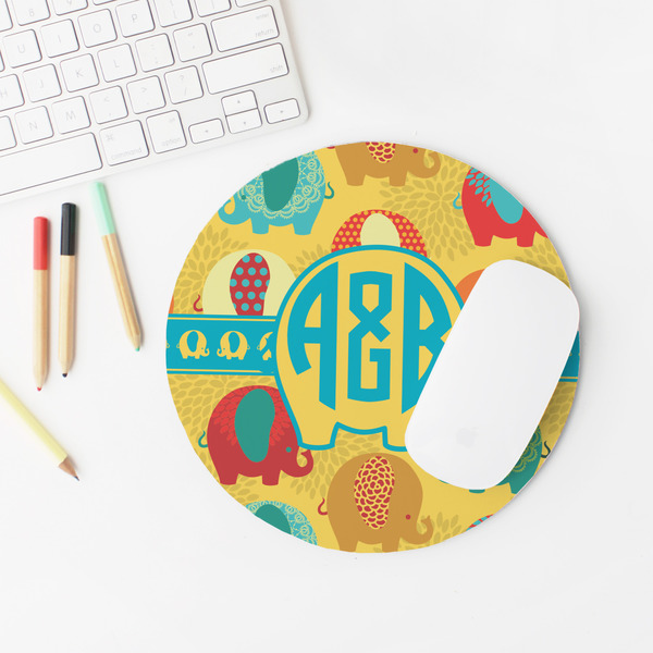 Cute Elephants Round Mousepad - LIFESTYLE 2