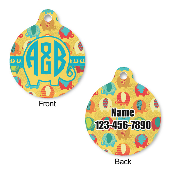 Cute Elephants Round Pet ID Tag - Large - Approval