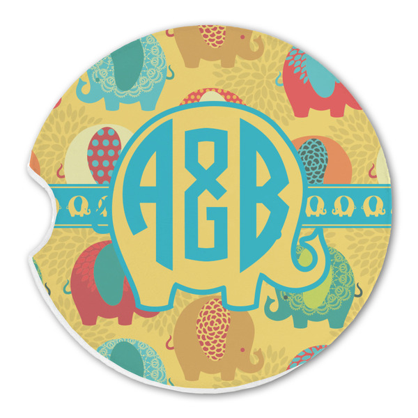 Cute Elephants Sandstone Car Coaster - Single