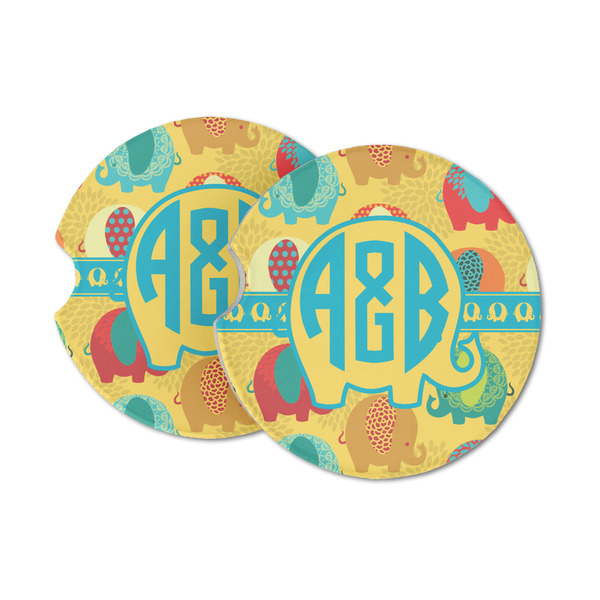 Custom Cute Elephants Sandstone Car Coasters (Personalized)