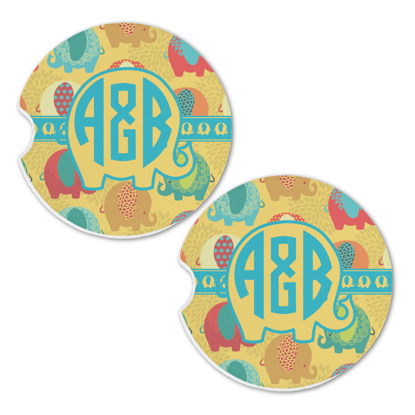 Cute Elephants Sandstone Car Coasters - Set of 2