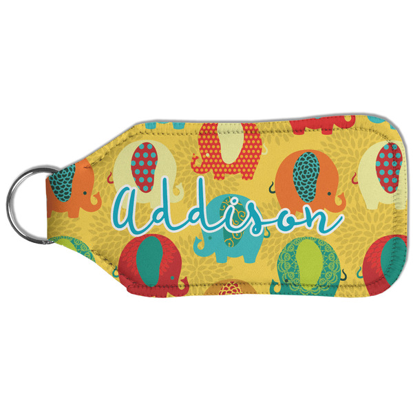 Cute Elephants Sanitizer Holder Keychain - Large (Back)
