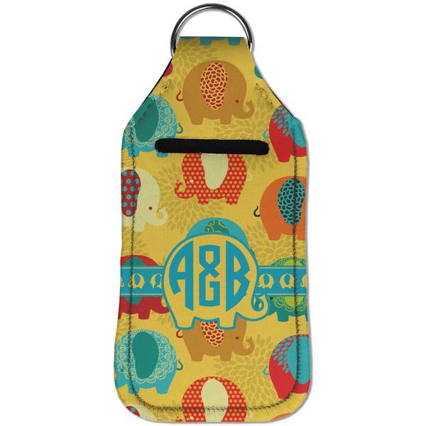 Cute Elephants Sanitizer Holder Keychain - Large (Front)