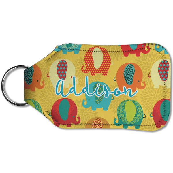 Cute Elephants Sanitizer Holder Keychain - Small (Back)
