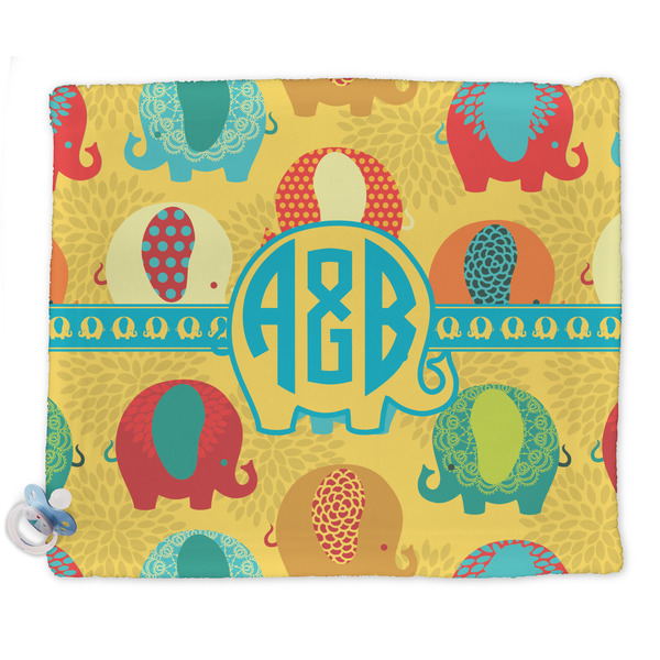 Custom Cute Elephants Security Blankets - Double Sided (Personalized)
