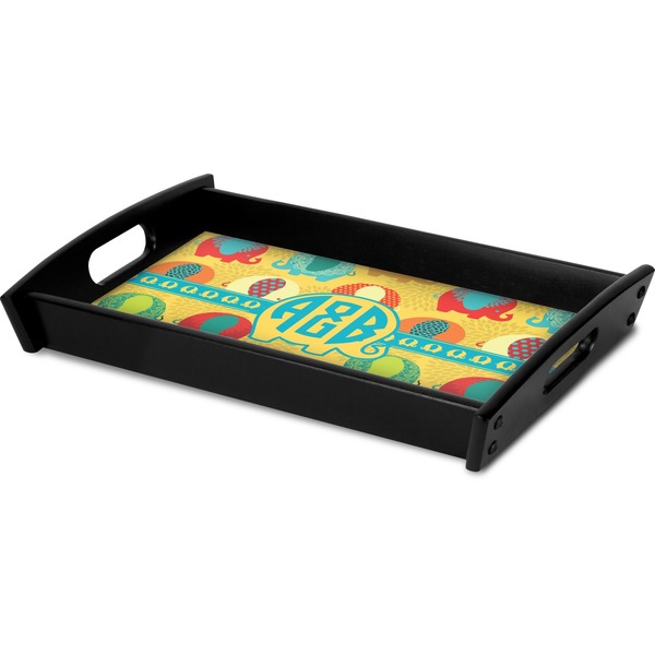 Cute Elephants Serving Tray Black - Corner
