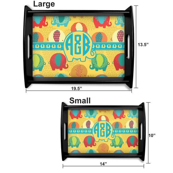 Cute Elephants Serving Tray Black Sizes