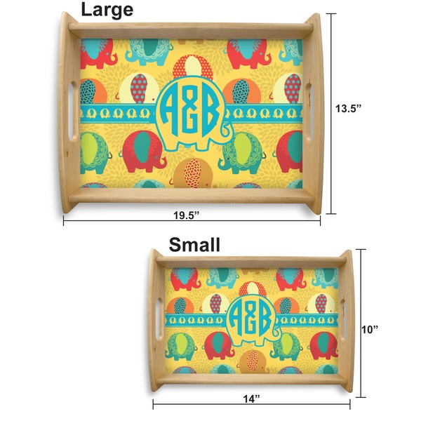 Cute Elephants Serving Tray Wood Sizes