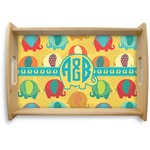 Cute Elephants Natural Wooden Tray - Small (Personalized)