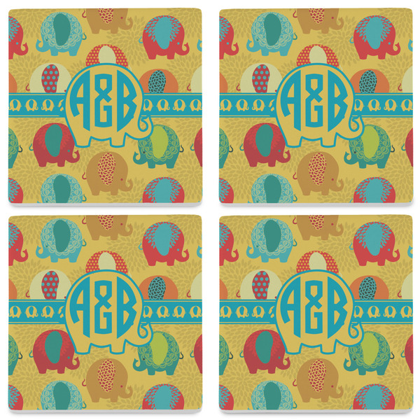 Cute Elephants Set of 4 Sandstone Coasters - See All 4 View