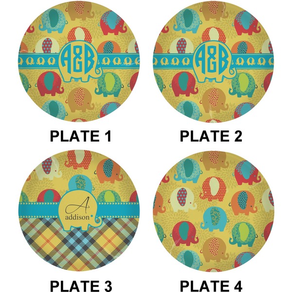 Cute Elephants Set of Lunch / Dinner Plates (Approval)
