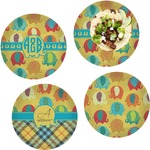 Cute Elephants Set of 4 Glass Lunch / Dinner Plate 10" (Personalized)