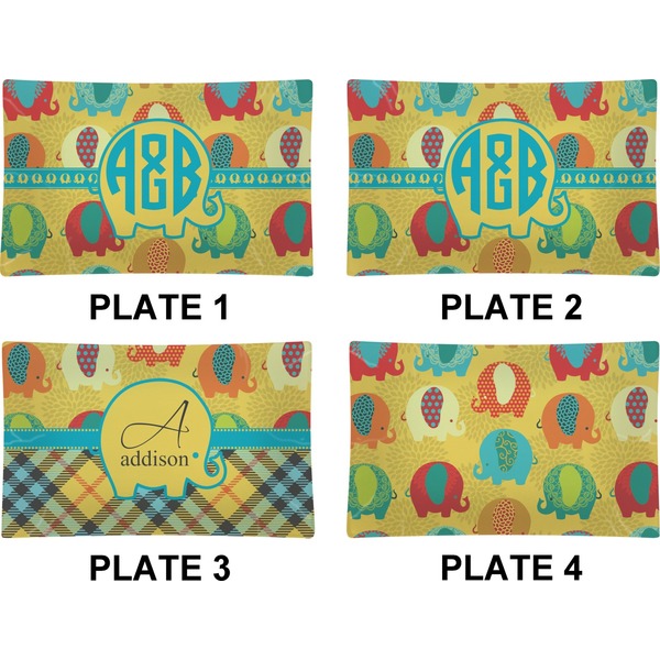 Cute Elephants Set of Rectangular Dinner Plates (Approval)