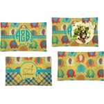 Cute Elephants Set of 4 Glass Rectangular Lunch / Dinner Plate (Personalized)