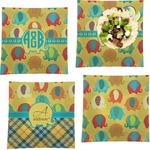 Cute Elephants Set of 4 Glass Square Lunch / Dinner Plate 9.5" (Personalized)