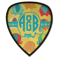 Cute Elephants Iron on Shield Patch A w/ Couple's Names