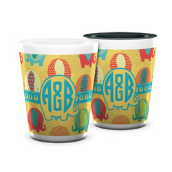 Cute Elephants Ceramic Shot Glass - 1.5 oz (Personalized)