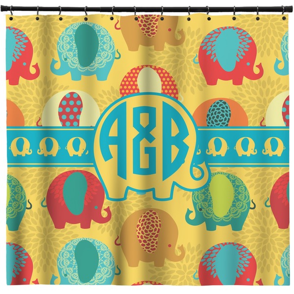 Custom Cute Elephants Shower Curtain - 71" x 74" (Personalized)