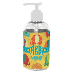 Cute Elephants Plastic Soap / Lotion Dispenser (8 oz - Small - White) (Personalized)