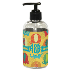 Cute Elephants Plastic Soap / Lotion Dispenser (8 oz - Small - Black) (Personalized)