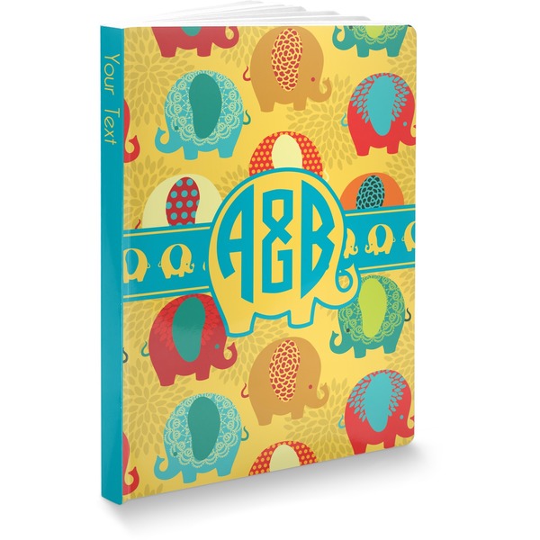 Custom Cute Elephants Softbound Notebook (Personalized)