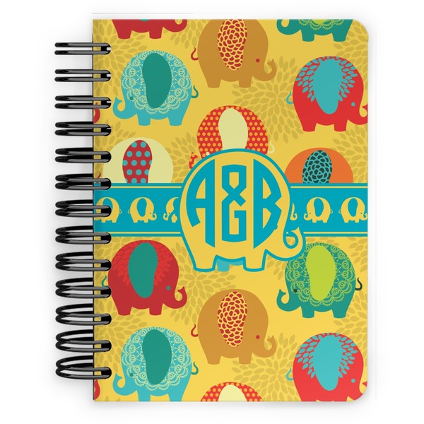 Custom Cute Elephants Spiral Notebook - 5x7 w/ Couple's Names