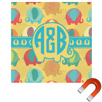 Cute Elephants Square Car Magnet - 6" (Personalized)