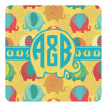 Cute Elephants Square Decal - XLarge (Personalized)