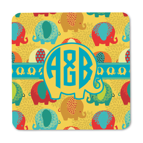 Cute Elephants Square Fridge Magnet - FRONT