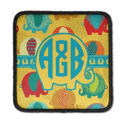 Cute Elephants Iron On Square Patch w/ Couple's Names