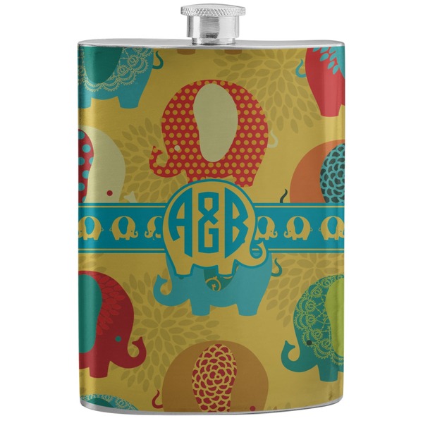 Custom Cute Elephants Stainless Steel Flask (Personalized)