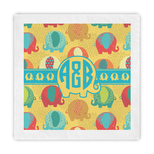 Custom Cute Elephants Decorative Paper Napkins (Personalized)