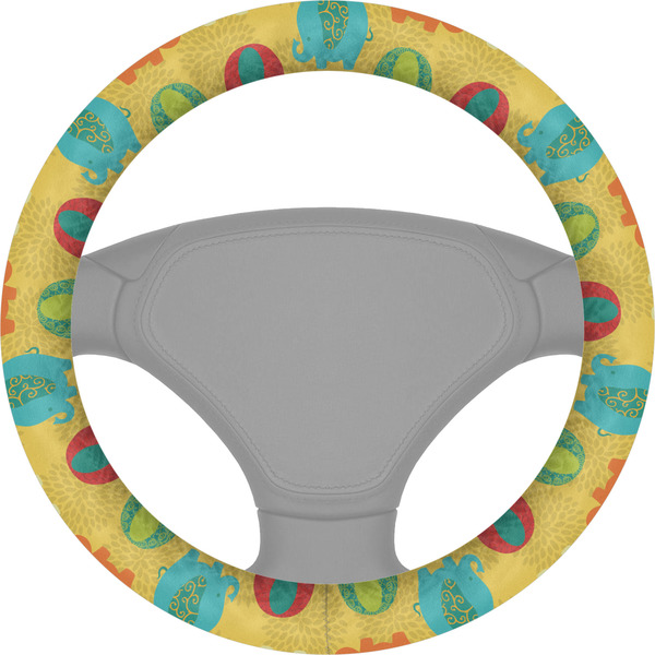 Custom Cute Elephants Steering Wheel Cover