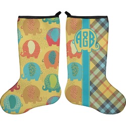 Cute Elephants Holiday Stocking - Double-Sided - Neoprene (Personalized)