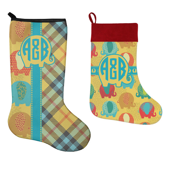 Cute Elephants Stockings - Side by Side compare