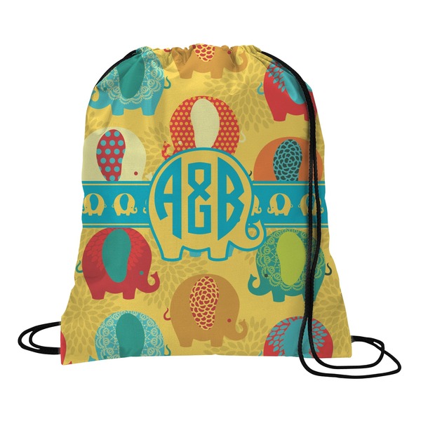 Custom Cute Elephants Drawstring Backpack - Medium (Personalized)