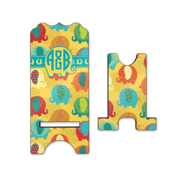 Cute Elephants Stylized Phone Stand - Front & Back - Small