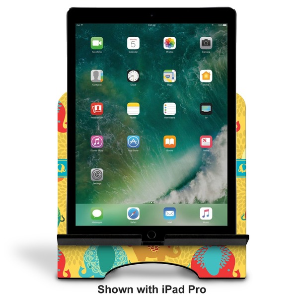 Cute Elephants Stylized Tablet Stand - Front with ipad