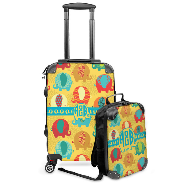 Custom Cute Elephants Kids 2-Piece Luggage Set - Suitcase & Backpack (Personalized)
