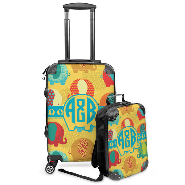 Custom Cute Elephants Kids 2-Piece Luggage Set - Suitcase & Backpack (Personalized)