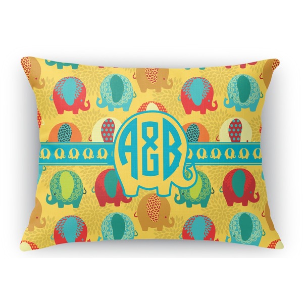 Custom Cute Elephants Rectangular Throw Pillow Case (Personalized)
