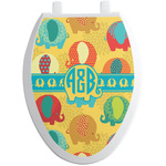 Cute Elephants Toilet Seat Decal - Elongated (Personalized)